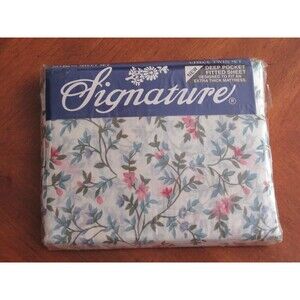 Signature 3-Piece Twin Sheet Set Floral Polyester/Cotton No Iron Deep Pocket New